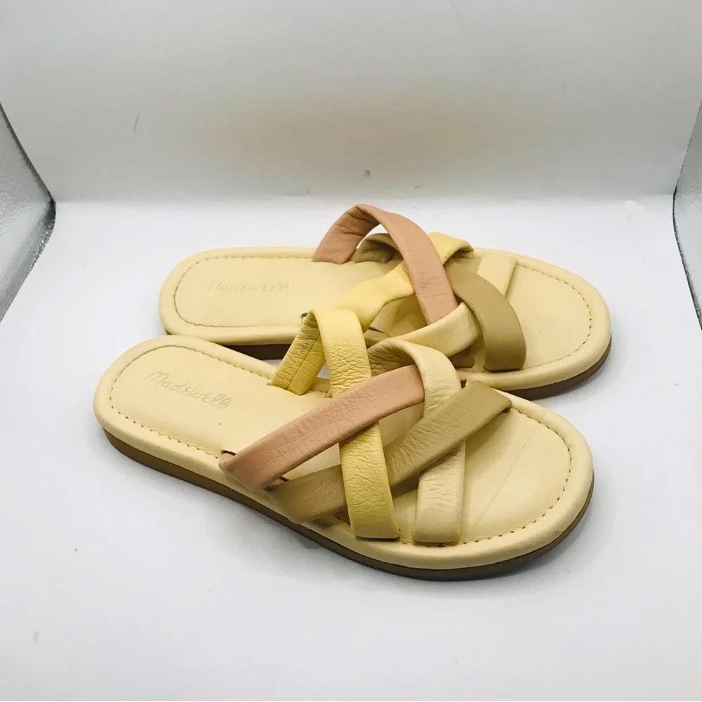 Madewell‎ ComfortSlide Women's Cream & Pink Woven Slide Sandals